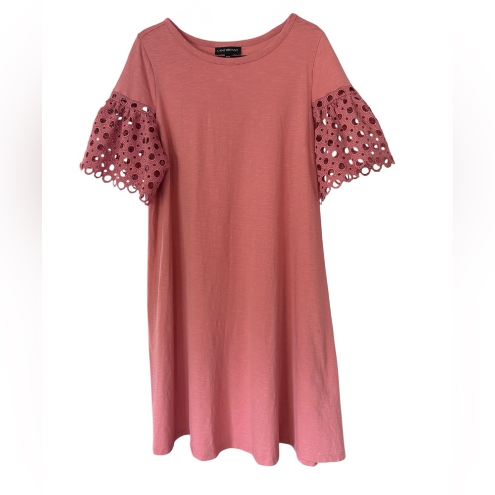 Lane Bryant Coral Eyelet Sleeve Tunic 14/16